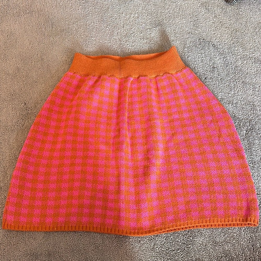 Free People Plaid Knit Mini Skirt